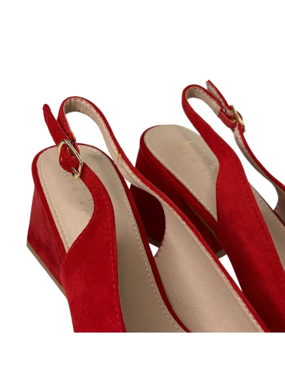 Nicole Miller Melrose Red Suede Pointed Closed Toe Block Heel Suze 8